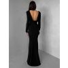 Černé dlouhé maxi šaty BRINOVA s odhalenými zády (Veľkosť ONESIZE)