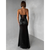 Čierne spoločenské saténové korzetové dlhé šaty ZONTIRE