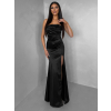 Čierne spoločenské saténové korzetové dlhé šaty ZONTIRE