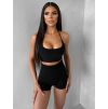 Černé sportovní pusp-up mini kraťasy BELIRA s řasením (Veľkosť L)