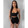 Černé sportovní pusp-up mini kraťasy BELIRA s řasením (Veľkosť L)