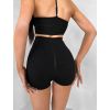 Černé sportovní pusp-up mini kraťasy BELIRA s řasením (Veľkosť L)