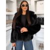 Černý faux fur kožešinový krátký kabátek MORVEN (Veľkosť ONESIZE)