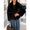 Černý faux fur kožešinový krátký kabátek MORVEN (Veľkosť ONESIZE)