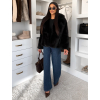 Černý faux fur kožešinový krátký kabátek MORVEN (Veľkosť ONESIZE)