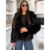 Černý faux fur kožešinový krátký kabátek MORVEN (Veľkosť ONESIZE)