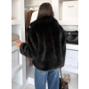 Černý faux fur kožešinový krátký kabátek MORVEN (Veľkosť ONESIZE)
