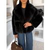 Černý faux fur kožešinový krátký kabátek MORVEN (Veľkosť ONESIZE)