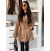 Světle hnědý elegantní kabát KELMORA s páskem (Veľkosť ONESIZE)
