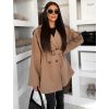 Světle hnědý elegantní kabát KELMORA s páskem (Veľkosť ONESIZE)