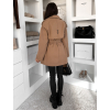 Svetlo hnedý elegantný kabát KELMORA s opaskom