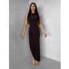 Tmavě hnědé přiléhavé dlouhé šaty DRAPIA (Veľkosť ONESIZE)