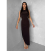 Tmavo hnedé priliehavé dlhé šaty DRAPIA