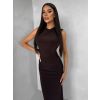 Tmavě hnědé přiléhavé dlouhé šaty DRAPIA (Veľkosť ONESIZE)