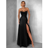 Čierne dlhé saténové šaty GYBRAL s korzetom