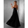 Černé dlouhé saténové šaty GYBRAL s korzetem (Veľkosť ONESIZE)