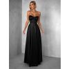 Černé dlouhé saténové šaty GYBRAL s korzetem (Veľkosť ONESIZE)