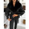 Černá koženková vypasovaná bundička GALAXY (Veľkosť ONESIZE)