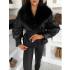 Čierna koženková vypasovaná bundička GALAXY
