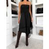 Černá saténová elegantní sukně DRIMMLO s krajkou (Veľkosť ONESIZE)
