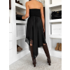 Čierna saténová elegantná sukňa DRIMMLO s čipkou