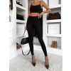 Černé basic elastické legíny UNIQUE přes nárt (Veľkosť M/L)