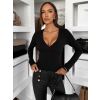 Černé basic top PLOXIS s dlouhým rukávem a výstřihem (Veľkosť M/L)