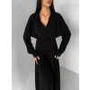 Černé dlouhé elegantní šaty SPIRIT s řasením (Veľkosť M/L)