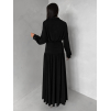 Černé dlouhé elegantní šaty SPIRIT s řasením (Veľkosť M/L)