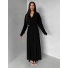 Černé dlouhé elegantní šaty SPIRIT s řasením (Veľkosť M/L)