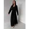 Černé dlouhé elegantní šaty SPIRIT s řasením (Veľkosť M/L)