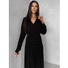 Černé dlouhé elegantní šaty SPIRIT s řasením (Veľkosť M/L)