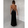 Černé dlouhé společenské šaty VORIMA s krajkou (Veľkosť ONESIZE)
