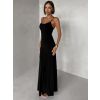 Černé dlouhé společenské šaty VORIMA s krajkou (Veľkosť ONESIZE)