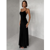 Čierne dlhé spoločenské šaty VORIMA s čipkou