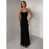 Čierne dlhé spoločenské šaty VORIMA s čipkou