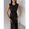 Černé společenské plesové třpytivé šaty SECTOR (Veľkosť M/L)