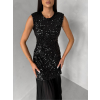 Čierne spoločenské plesové trblietavé šaty SECTOR