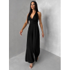 Čierny spoločenský dlhý overal ARVELLA s výstrihom