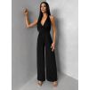 Černý společenský dlouhý overal ARVELLA s výstřihem (Veľkosť ONESIZE)