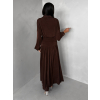 Hnědé dlouhé elegantní šaty SPIRIT s řasením (Veľkosť M/L)