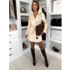 Krémové koženkové šaty LONIRA na zips