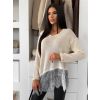 Krémový oversize svetřík MALFIO s krajkou (Veľkosť ONESIZE)
