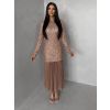 Starorůžové společenské dlouhé třpytivé šaty TARGET (Veľkosť M/L)