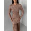 Starorůžové společenské dlouhé třpytivé šaty TARGET (Veľkosť M/L)