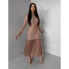 Starorůžové společenské dlouhé třpytivé šaty TARGET (Veľkosť M/L)