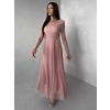 Starorůžové tylové dlouhé společenské šaty ASHER (Veľkosť ONESIZE)