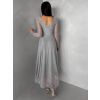 Šedé tylové dlouhé společenské šaty ASHER (Veľkosť ONESIZE)