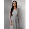 Šedé tylové dlhé spoločenské šaty ASHER