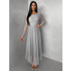 Šedé tylové dlhé spoločenské šaty ASHER